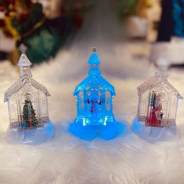 Christmas Decoration Set as (Tree, Santa Claus, Snowman, Beimen Crystal Church) Luminous Lantern